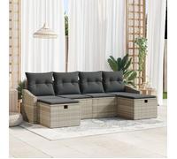 Conjunto De Sofá De Jardín De 6 Piezas Con Cojines Gris Claro Ratán Poli V5245 Unico / Gris