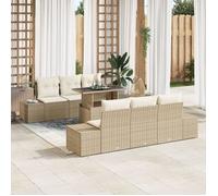 vidaXL Juego de sofás de 7 piezas, color beige y crema, fabricado en ratán sintético