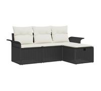 Conjunto De Sofá De Jardín Manual 4 Pcs Negro Y Crema Poliratán Vidaxl