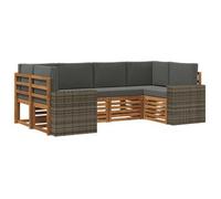 Conjunto De Sofá Seccional 6 Pcs Natural Y Antracita Poliéster Vidaxl