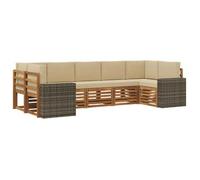 Conjunto De Sofá Seccional 7 Pcs Natural Y Beige Poliéster Vidaxl