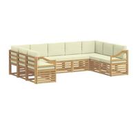 Conjunto De Sofá Seccional 9 Pcs Blanco Y Crema Poliéster Vidaxl