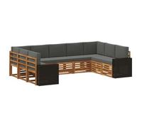 Conjunto De Sofá Seccional 9 Pcs Natural Y Antracita Poliéster Vidaxl
