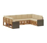 Conjunto De Sofá Seccional 9 Pcs Natural Y Beige Poliéster Vidaxl
