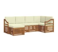 Conjunto De Sofá Seccional Con Cojín 6 Pcs Natural Y Crema Vidaxl