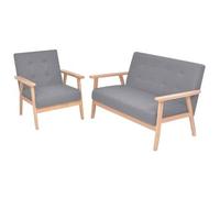 vidaXL Conjunto de sofás 2 piezas tela gris claro
