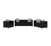 Conjunto De Sofás De 2 Y 3 Plazas Y Sillón De Cuero Artificial Negro 170 X 62,5 X 63 Cm Vidaxl