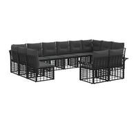 Conjunto De Sofás De Exterior 12 Uds. Negro Y Gris Oscuro Vidaxl