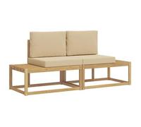 Conjunto De Sofás De Exterior 2 Uds. Y Beige Poliéster Vidaxl