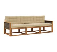 Conjunto de sofás de exterior 3 uds. Madera de Acacia Sólida Sofá vidaXL [Brown]: Brown (#A52A2A) 249 x 83 x 73 cm