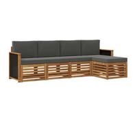 Conjunto De Sofás De Exterior 5 Uds. Natural Y Antracita Vidaxl