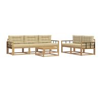 vidaXL Juego de sofás de exterior, 6 piezas, color blanco y beige
