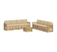 vidaXL Conjunto de sofás de Exterior 9 pcs y Beige 59 x 59 x 37 cm, Sofá de Exterior, mobiliario Moderno para jardín, Conjunto cómodo para terraza y Descanso en Patio