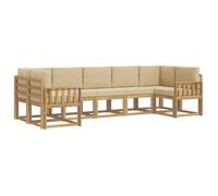 Conjunto De Sofás De Exterior Con Cojín 7 Pcs Y Beige Vidaxl