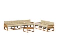 Conjunto de sofás de exterior con cojín 8 pcs Natural y Beige
