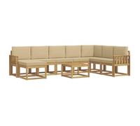 Conjunto De Sofás De Exterior Con Cojín 9 Pcs Y Beige Vidaxl