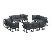 Conjunto De Sofás De Jardín 13 Pcs Negro Metal Vidaxl