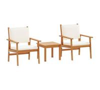 Conjunto De Sofás De Jardín 3 Pcs Crema Madera De Acacia Sólida Vidaxl