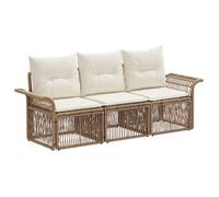 vidaXL Conjunto de sofás de jardín 3 uds. Beige ratán sintético