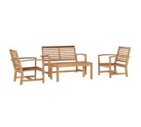 Conjunto De Sofás De Jardín 4 Pcs Natural Madera De Teca Maciza Vidaxl