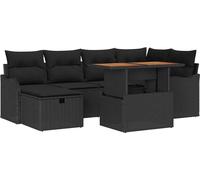 Conjunto de sofás de jardín 7 pcs Negro ratán sintético