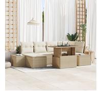 vidaXL Juego de sofás de jardín, 7 piezas. Ratán sintético beige y crema