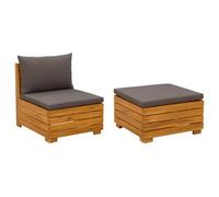 Conjunto De Sofás De Jardín Con Cojín 2 Pieza Marrón Vidaxl