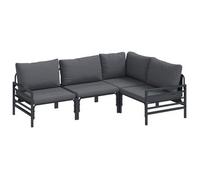 Conjunto De Sofás De Jardín Con Cojín 4 Pcs Negro Acero Vidaxl