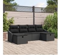 Conjunto De Sofás De Jardín De 6 Piezas Con Cojines Ratán Poliratán Negro V5252 Unico / Negro