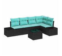 Conjunto De Sofás De Jardín Negro Y Turquesa Ratán Sintético Vidaxl