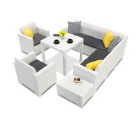 Conjunto de sofás en technorattan Dallas Nebraska Comida 7 blanco Bica
