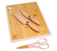 Conjunto de Tabla y Cuchillos Paris Hilton - Elegante Set de Bambú con Cuchillos Dorados y Detalles en Rosa, Ideal para Regalo