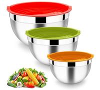 Conjunto de tazones de acero inoxidable de 3 piezas con tapa