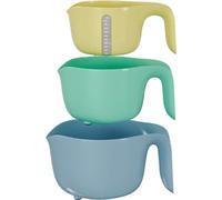 Conjunto de tazones para batir Unyqoos® de 3 piezas: 1 recipiente medidor de 1 litro, 1 colador de 2 litros, 1 tazón de 3,5 litros, fabricados en PP libre de BPA, apilables, aptos para lavavajillas, c