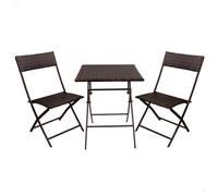 Conjunto de terraza Aktive Garden mes 2 sillas plegables ratán negro
