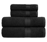 Conjunto de toallas Amazon Basics, 4 piezas, 100% algodón, resistentes a la decoloración, suaves. Incluye 2 toallas de baño y 2 toallas de mano, color