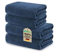 Conjunto de toallas Ôhm, 4 piezas – 100% algodón, 500 g/m², azul oscuro – Set de baño con 2 toallas de 70x140 cm y 2 toallas de 50x100 cm – Juego de toallas extra suaves y de gran absorción – Certific