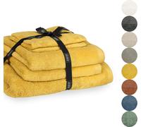 Conjunto de toallas "SCHÖNER WOHNEN" SENSE, color amarillo, juego de 5 unidades (1 toalla de 140x70 cm / 2 toallas de 100x50 cm / 2 toallas de 50x30 cm)
