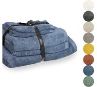 Conjunto de toallas "SCHÖNER WOHNEN" SENSE, color azul, juego de 5 unidades (1 toalla de 140x70 cm / 2 toallas de 100x50 cm / 2 toallas de 50x30 cm)