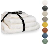 Conjunto de toallas SENSE, color blanco, de la colección SCHÖNER WOHNEN. Incluye: 1 toalla de 140x70 cm, 2 toallas de 100x50 cm y 2 toallas de 50x30 cm