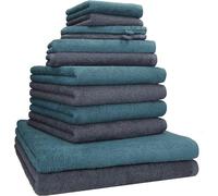 Conjunto de toallas Silecomplaza, 12 piezas: 2 toallas de ducha (70x140 cm), 4 toallas (50x100 cm), 2 toallas de manos (30x50 cm), 2 toallas para jabón (30x30 cm) y 2 guantes de baño, 100% algodón, ce