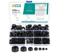 Conjunto de Tuercas autoblocantes - 310 piezas, incluyendo m3, m4, m5, m6, m8, m10, m12, tuercas hexagonales de acero al carbono, tuercas de brida y tornillos