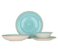 Conjunto de vajilla Bonna (tamaño medio) - Aqua - 24 piezas - Para 6 personas - Porcelana
