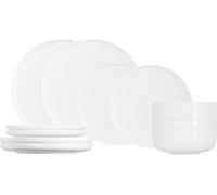 Conjunto de vajilla Cosy & Trendy Moon White, 12 piezas / para 4 personas: 4 platos principales, 4 platos para el desayuno y 4 cuencos
