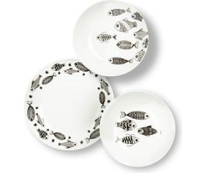 Conjunto de vajilla Excelsa, 18 piezas, colección Black Sea, porcelana blanca y negra