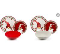 Conjunto de vajilla Excelsa, 18 piezas, diseño "Holly Gnomo", porcelana y loza de colores