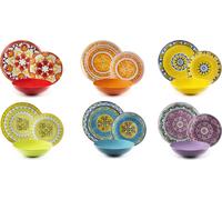 Conjunto de vajilla Excelsa, 18 piezas, estilo étnico chic, porcelana y loza, de colores variados