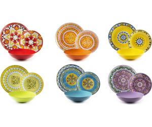 Conjunto de vajilla Excelsa, 18 piezas, estilo étnico chic, porcelana y loza, de colores variados