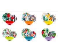 Conjunto de vajilla Excelsa, 18 piezas, estilo Tropical Chic. Platos de porcelana y loza, de colores variados