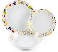 Conjunto de vajilla Excelsa, 18 piezas, porcelana con diseño de goteo, de colores